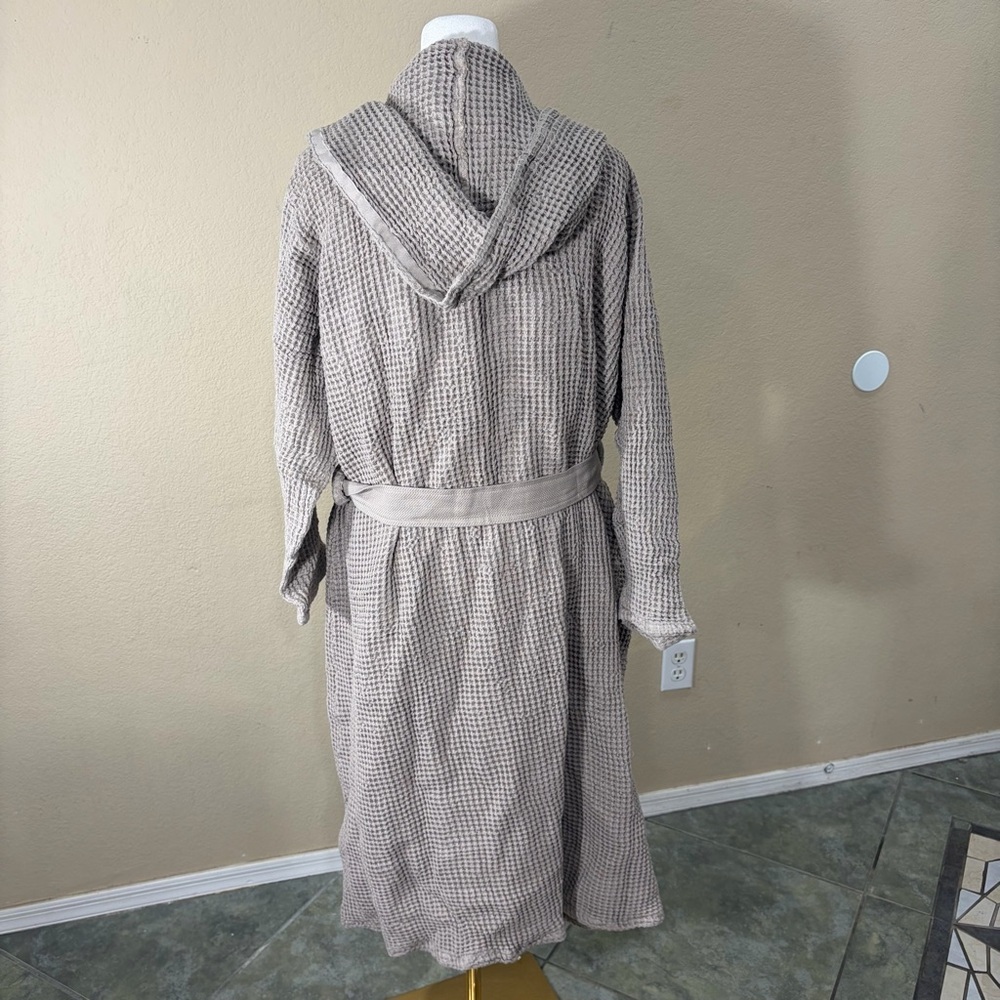 Casamera Women’s Robe 100% Egyptian Cotton Sz L Beige Comfy Lounging Minimalist - Picture 8 of 13